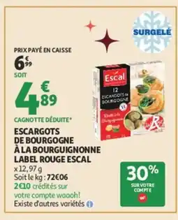 Auchan ESCAL Escargots dourgogne à la bourguignonne label rouge offre