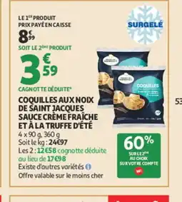Auchan Coquilles aux noix de saint jacques sauce crème fraîche et à la truffe d'été offre