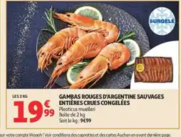 Auchan Gambas rouges d'argentine sauvages entières crues congelées offre