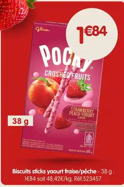 b&m Glico pocky crushed fruits strawberry peach yogurt flavour offre
