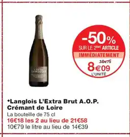 Monoprix Langlois L'Extra Brut A.O.P. Crémant de Loire offre