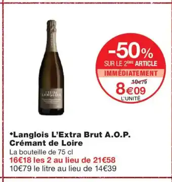 Langlois L'Extra Brut A.O.P. Crémant de Loire