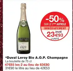 Monoprix DUVAL LEROY Bio A.O.P. Champagne offre