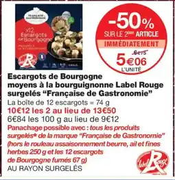 Monoprix FRANÇAISE DE GASTRONOMIE Escargots de Bourgogne moyens à la bourguignonne Label Rouge offre