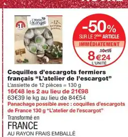 Monoprix L'ATELIER DE L'ESCARGOT Coquilles d'escargots fermiers français offre