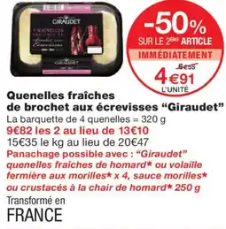 Monoprix GIRALIDET Quenelles fraîches de brochet aux écrevisses offre
