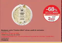 Monoprix L'ATELIER BLINI Houmous extra citron confit & coriandre offre