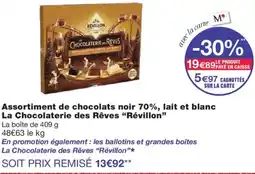 Monoprix RÉVILLON Assortiment de chocolats noir 70%, lait et blanc La Chocolaterie des Rêves offre