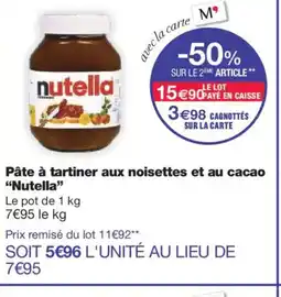 Monoprix NUTELLA Pâte à tartiner aux noisettes et au cacao offre