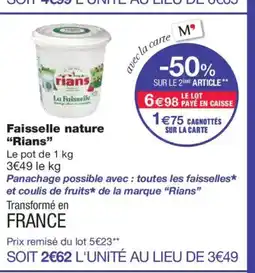 Monoprix RIANS Faisselle nature offre