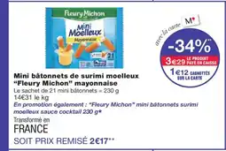Monoprix FLEURY MICHON Mini bâtonnets de surimi moelleux mayonnaise offre