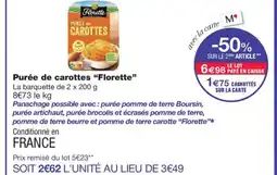 Monoprix FLORETTE Purée de carottes offre
