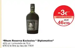 Monoprix DIPLOMATICO Rhum Reserva Exclusiva offre