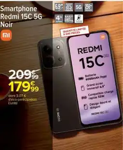 Carrefour Smartphone Redmi 15C 5G noir offre