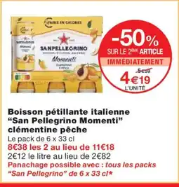 Monoprix SAN PELLEGRINO Boisson pétillante italienne clémentine pêche offre