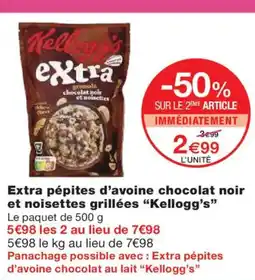 Monoprix KELLOGG'S Extra pépites d'avoine chocolat noir et noisettes grillées offre