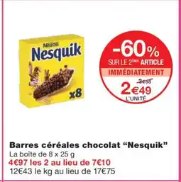 Monoprix NESQUIK Barres céréales chocolat offre