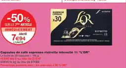 Monoprix L'OR Capsules de café espresso ristretto intensité 11 offre