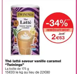 Monoprix TWININGS Thé latté saveur vanille caramel offre