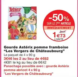 Monoprix Gourde Astérix pomme framboise Les Vergers de Châteaubourg offre