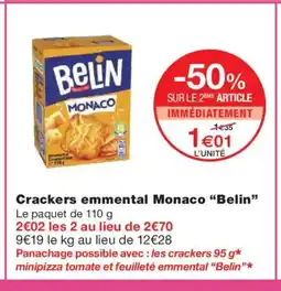 Monoprix BELIN Crackers emmental Monaco offre