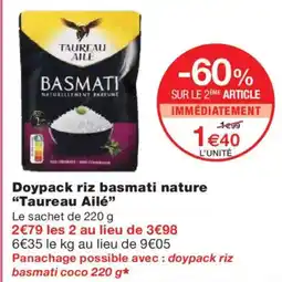 Monoprix TAUREAU AILÉ Doypack riz basmati nature offre