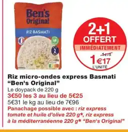 Monoprix BEN'S ORIGINAL Riz micro-ondes express Basmati offre