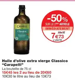 Monoprix CARAPELLI Huile d'olive extra vierge Classico offre
