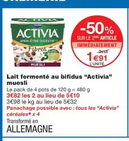 Monoprix ACTIVIA Lait fermenté au bifidus muesli offre