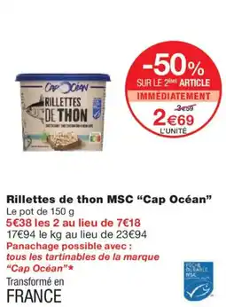 Monoprix CAP OCÉAN Rillettes de thon MSC offre
