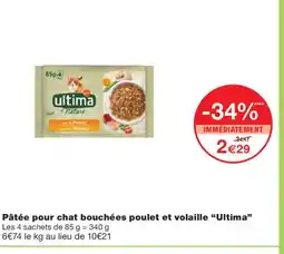 Monoprix ULTIMA Pâtée pour chat bouchées poulet et volaille offre