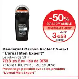 Monoprix L'ORÉAL MEN EXPERT Déodorant Carbon Protect 5-en-1 offre