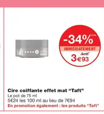 TAFT Cire coiffante effet mat