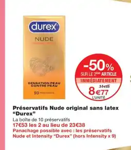 Monoprix DUREX Préservatifs Nude original sans latex offre