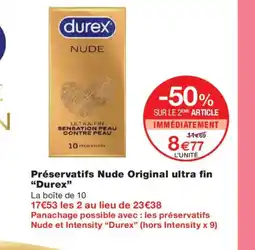 Monoprix DUREX Préservatifs Nude Original ultra fin offre