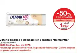 Monoprix DEMAK UP Cotons disques à démaquiller Sensitive offre
