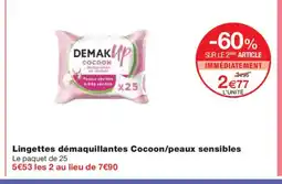 Monoprix Lingettes démaquillantes Cocoon/peaux sensibles offre