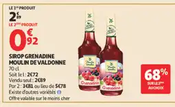Auchan MOULIN DE VALDONNE Sirop grenadine offre