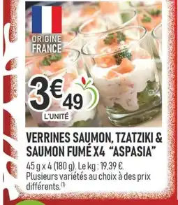 marché frais Géant Verrines saumon, tzatziki & saumon fumé x4 aspasia offre