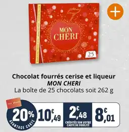 Coccimarket Chocolat fourrés cerise et liqueur mon cheri offre