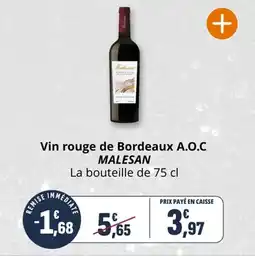 Coccimarket Vin rouge de bordeaux a.o.c malesan offre