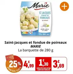 Coccimarket Saint-jacques et fondue de poireaux marie offre