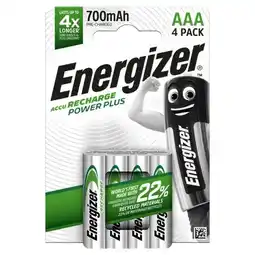 Carrefour Energizer lot de 4 piles rechargeables energizer power plus aa ou aaa offre