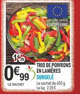marché frais Géant Trio de poivrons en lanieres offre