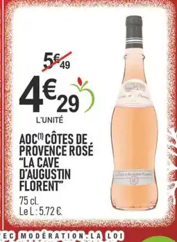 marché frais Géant LA CAVE D'AUGUSTIN FLORENT Aoc côtes de provence rosé offre