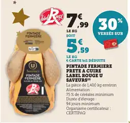 Bi1 Pintade fermiere prete a cuire label rouge u saveurs offre