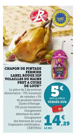 Bi1 Chapon de pintade fermier label rouge igp volailles du maine pret a cuire de loue offre