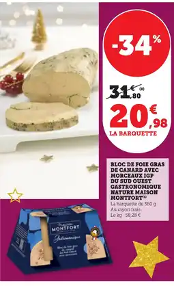 Bi1 MAISON MONTFORT Bloc de foie gras de canard avec morceaux igp du sud ouest gastronomique nature offre