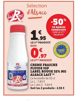 Bi1 ALSACE LAIT Creme fraiche fluide igp label rouge 32% mg offre
