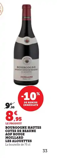 Bi1 Bourgogne hautes cotes de beaune aop rouge moillard les alouettes offre
